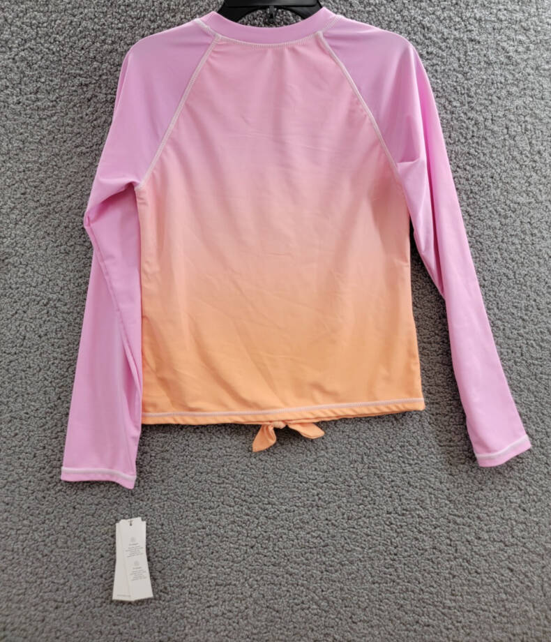 Calvin Klein Dip Dye Effect Rashguard Set Swimsuit Big Girls XL Pink Frosting