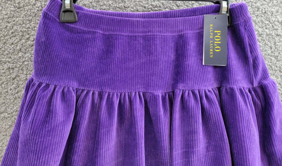 Polo Ralph Lauren Tiered Corduroy Skirt Big Girls XL/16 Purple Elastic Waist