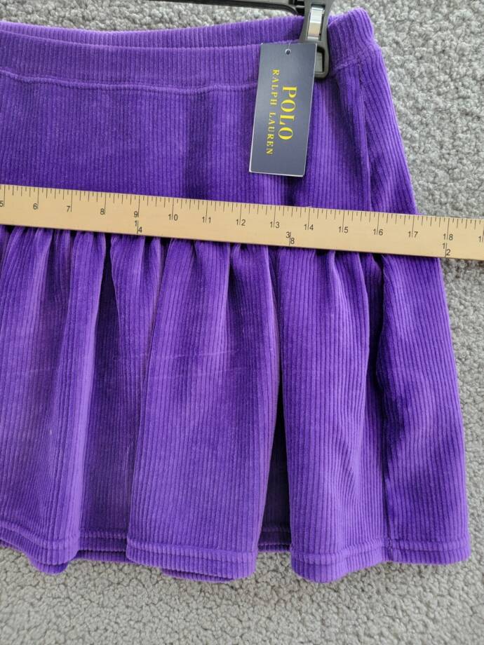 Polo Ralph Lauren Tiered Corduroy Skirt Big Girls XL/16 Purple Elastic Waist