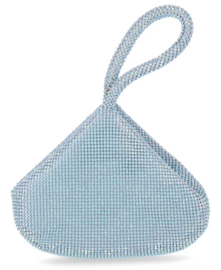 INC Doris Sparkle Mesh Pouch Women's One Size Light Blue Zip Closure