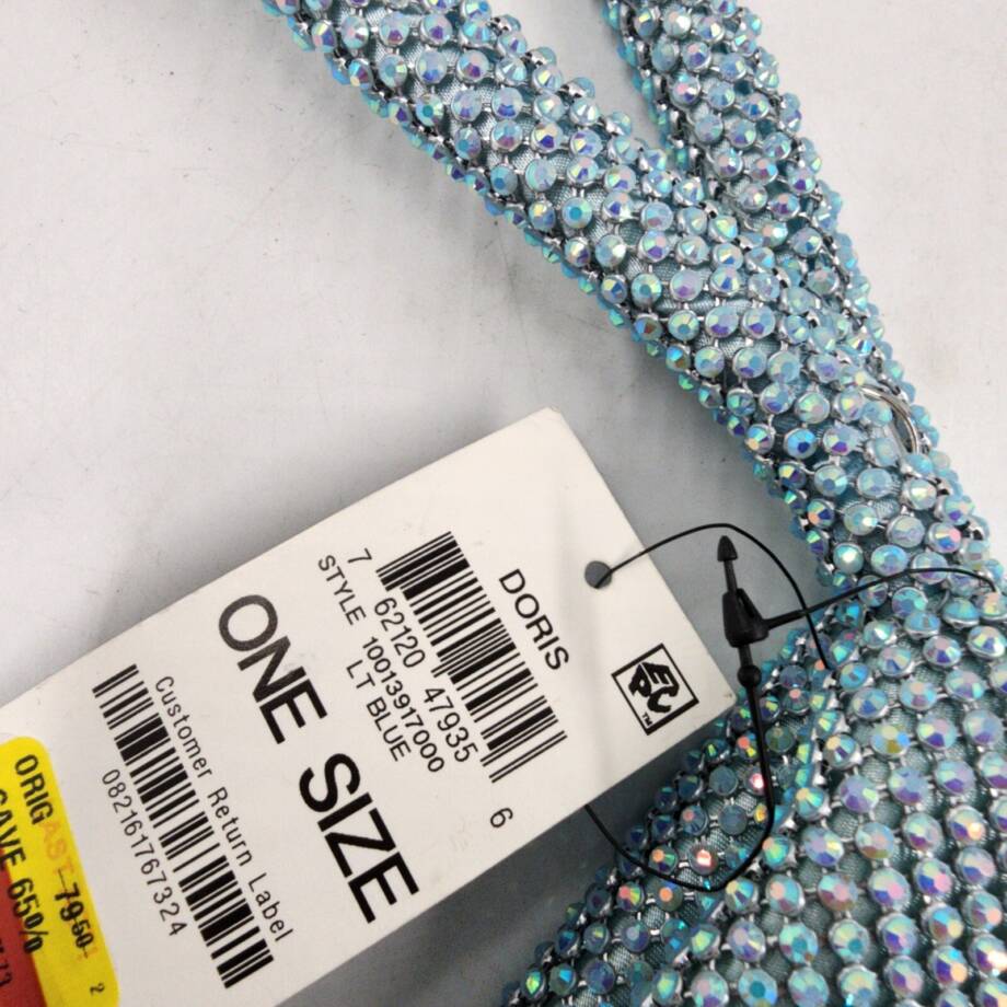 INC Doris Sparkle Mesh Pouch Women's One Size Light Blue Zip Closure