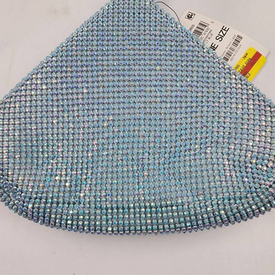 INC Doris Sparkle Mesh Pouch Women's One Size Light Blue Zip Closure