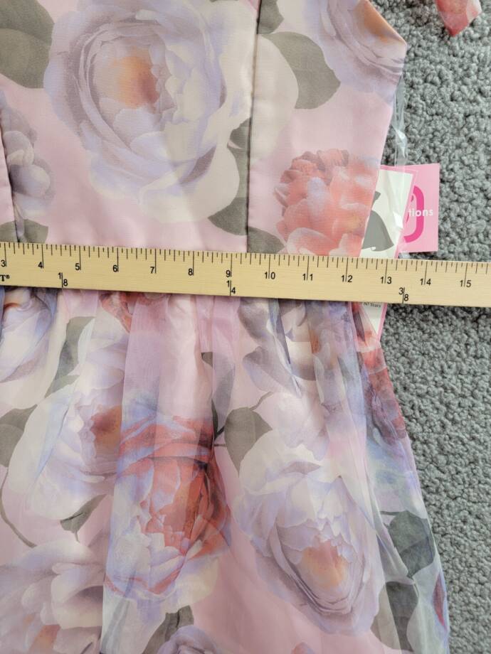 Rare Editions Floral-Print Organza Maxi Dress Big Girls 10 Lavender Zip Closure