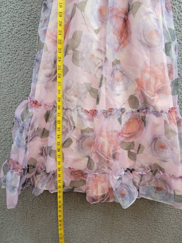Rare Editions Floral-Print Organza Maxi Dress Big Girls 10 Lavender Zip Closure