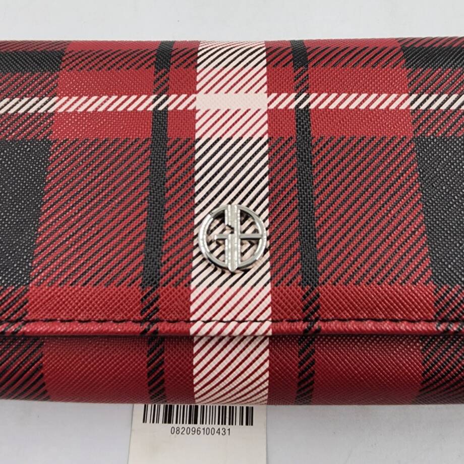 Giani Bernini Vertical Plaid Receipt Manager Women's OS Red Plaid Snap Closure
