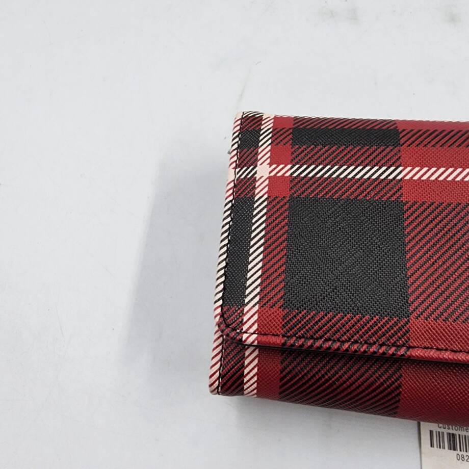 Giani Bernini Vertical Plaid Receipt Manager Women's OS Red Plaid Snap Closure
