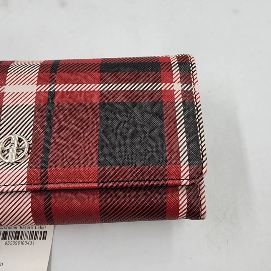 Giani Bernini Vertical Plaid Receipt Manager Women's OS Red Plaid Snap Closure