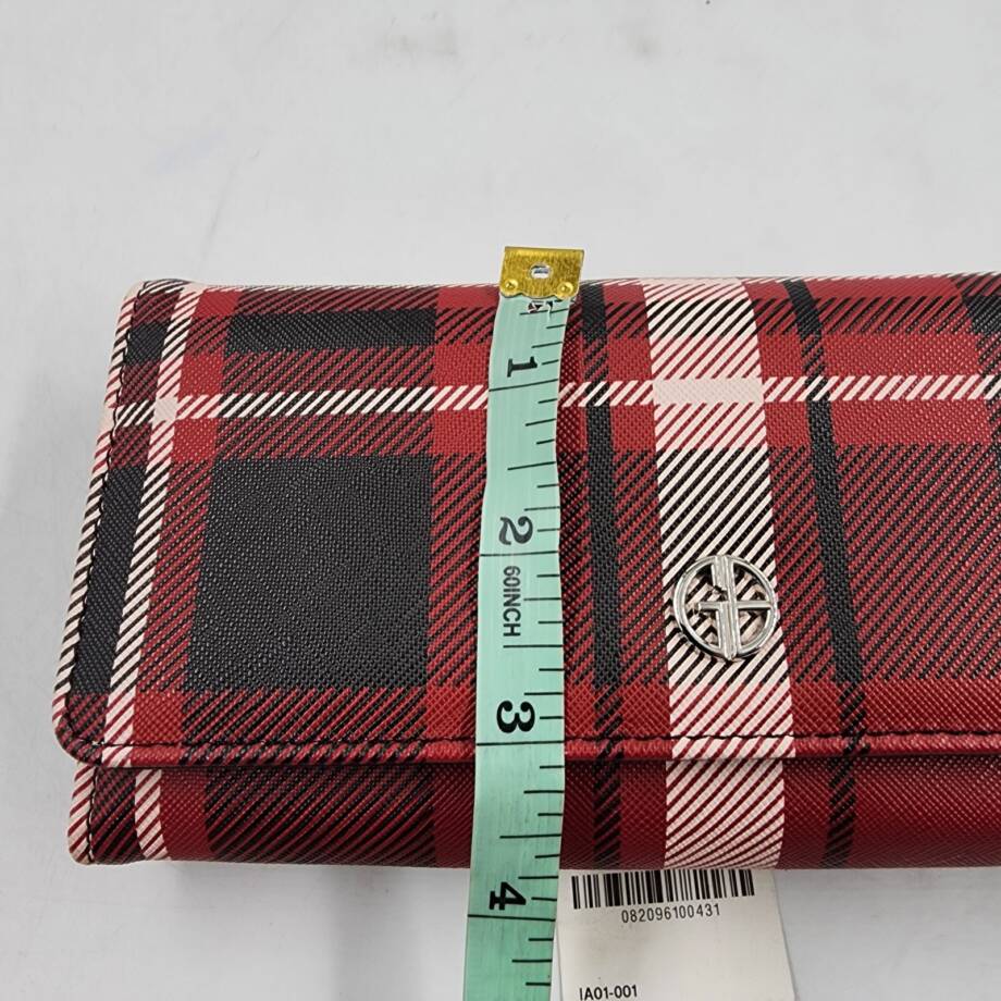 Giani Bernini Vertical Plaid Receipt Manager Women's OS Red Plaid Snap Closure