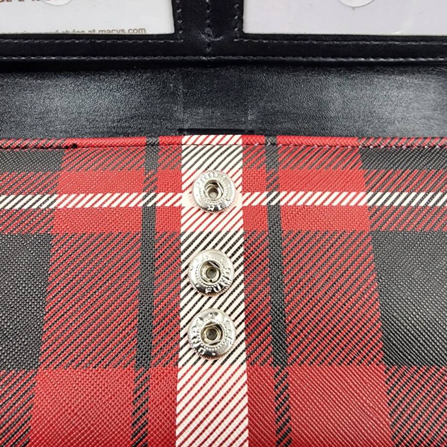 Giani Bernini Vertical Plaid Receipt Manager Women's OS Red Plaid Snap Closure
