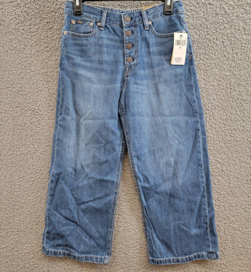 Polo Ralph Lauren The Wide Leg Crop Jeans Girls 16 Blue 5 Pockets Button Closure