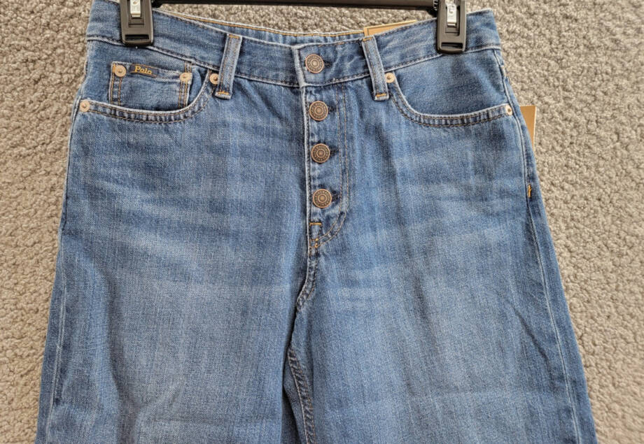 Polo Ralph Lauren The Wide Leg Crop Jeans Girls 16 Blue 5 Pockets Button Closure