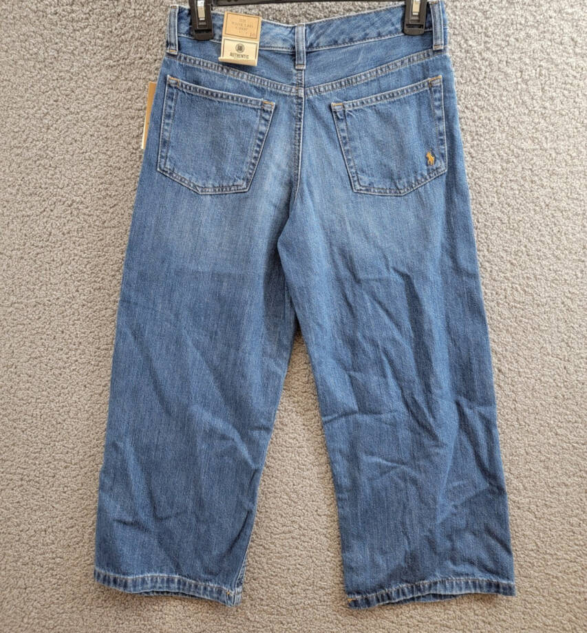 Polo Ralph Lauren The Wide Leg Crop Jeans Girls 16 Blue 5 Pockets Button Closure