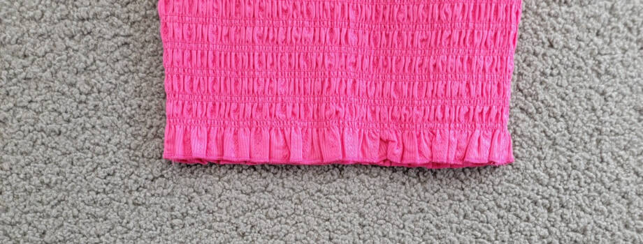 KatieJnyc Joanna Smocked Crop Top Girls L Neon Pink Square Neck Pullover S/S