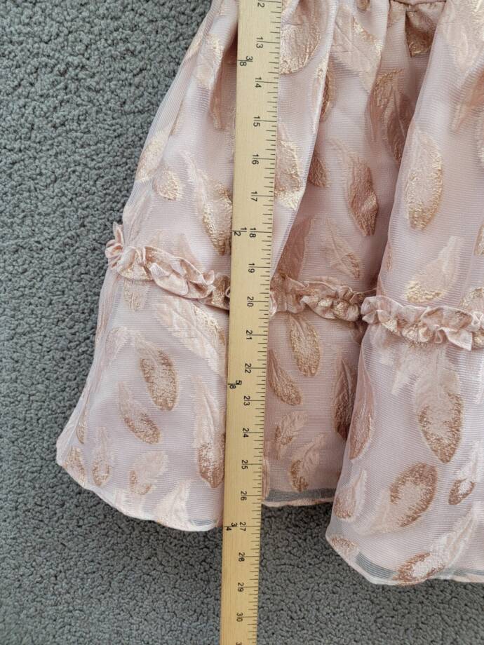 Rare Editions Puff-Sleeve Burnout Organza Dress Girls 6X Blush Back Zip Closure
