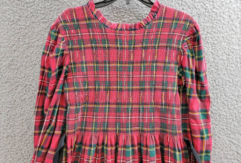 Polo Ralph Lauren Plaid Smocked Jersey Dress Big Girl's XL/16 Red Multi L/S