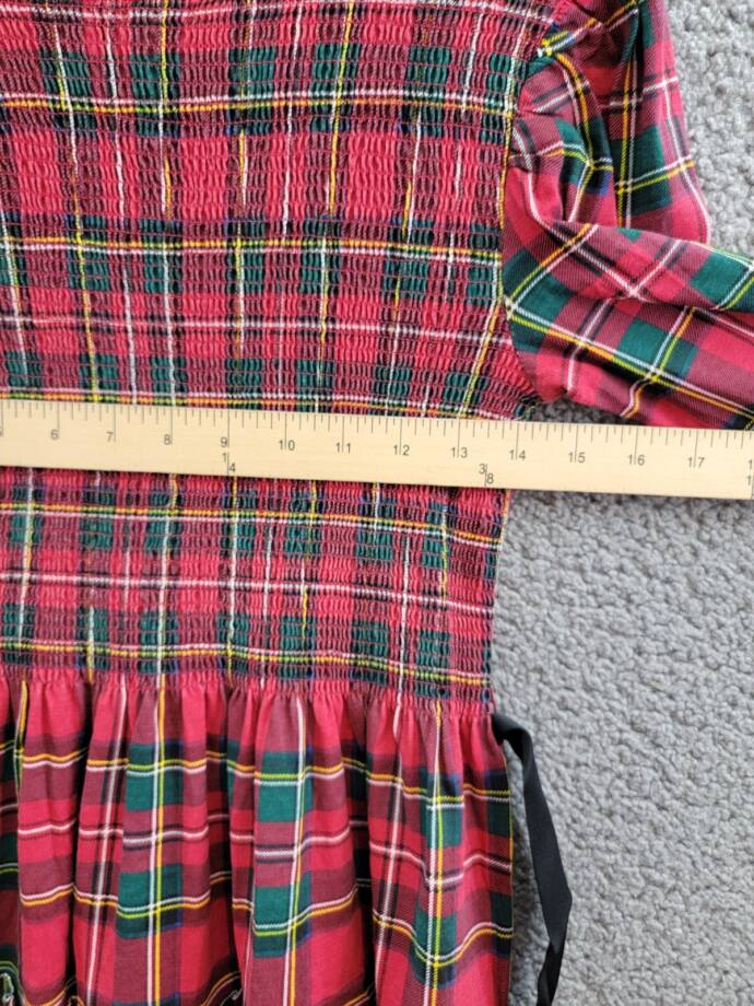 Polo Ralph Lauren Plaid Smocked Jersey Dress Big Girl's XL/16 Red Multi L/S