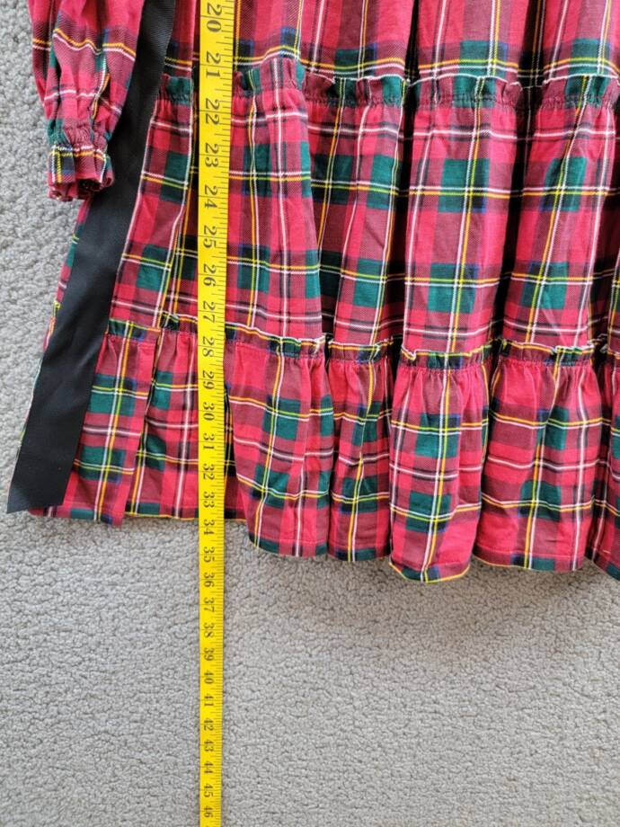 Polo Ralph Lauren Plaid Smocked Jersey Dress Big Girl's XL/16 Red Multi L/S