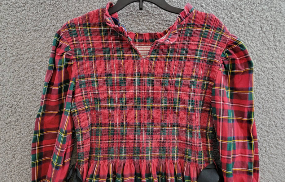 Polo Ralph Lauren Plaid Smocked Jersey Dress Big Girl's XL/16 Red Multi L/S