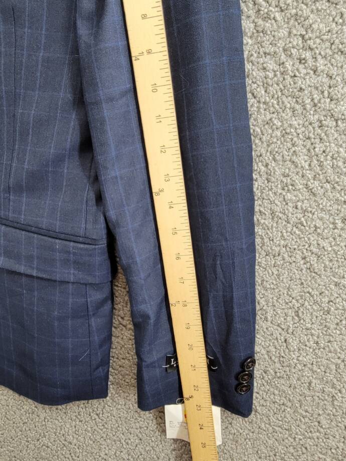 Lauren Ralph Lauren Plaid Suit Jacket Big Boys 16R Navy Welt Pockets Long Sleeve