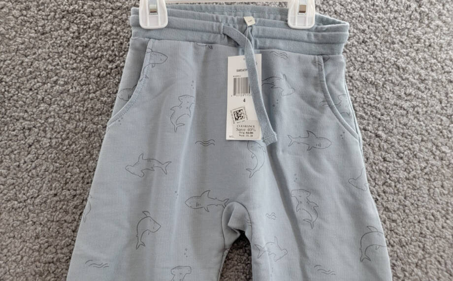 Rylee + Cru French Terry Shark Sweatpants Boys 4-5Y Blue Drawstring Waist