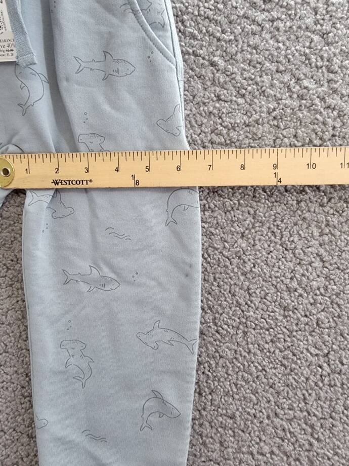 Rylee + Cru French Terry Shark Sweatpants Boys 4-5Y Blue Drawstring Waist