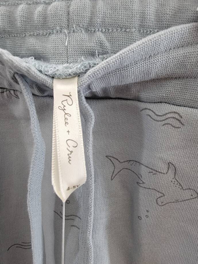 Rylee + Cru French Terry Shark Sweatpants Boys 4-5Y Blue Drawstring Waist