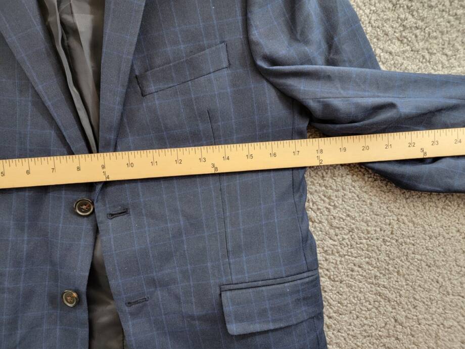 Lauren Ralph Lauren Plaid Suit Jacket Big Boys 16R Navy Welt Pockets Long Sleeve