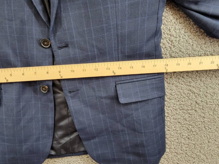 Lauren Ralph Lauren Plaid Suit Jacket Big Boys 16R Navy Welt Pockets Long Sleeve