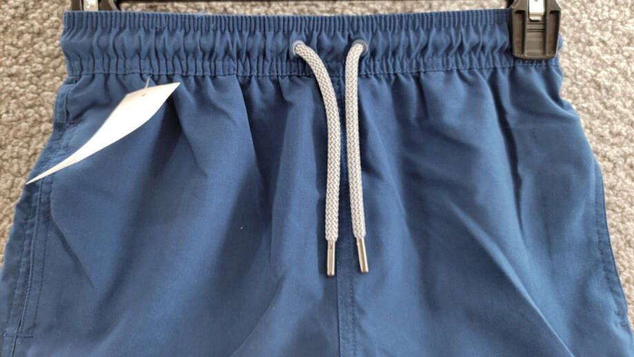 Tom & Teddy Solid Swim Trunks Boys 7-8 Midnight Blue Side Pockets Drawstring
