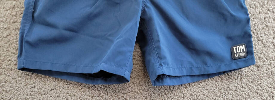 Tom & Teddy Solid Swim Trunks Boys 7-8 Midnight Blue Side Pockets Drawstring