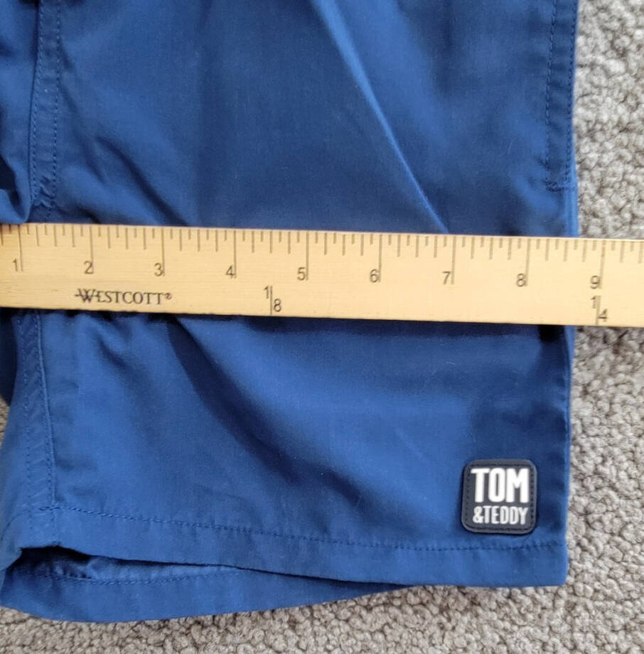 Tom & Teddy Solid Swim Trunks Boys 7-8 Midnight Blue Side Pockets Drawstring