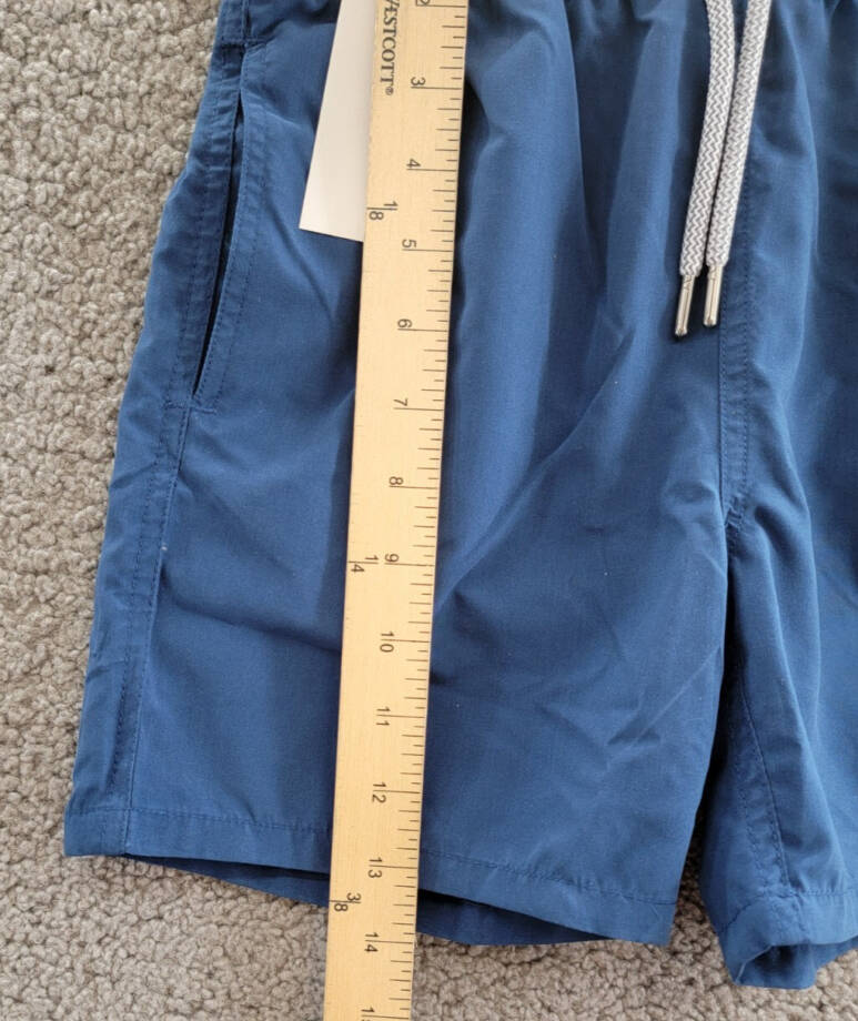 Tom & Teddy Solid Swim Trunks Boys 7-8 Midnight Blue Side Pockets Drawstring