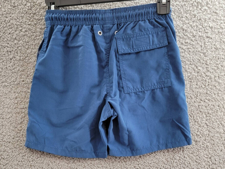 Tom & Teddy Solid Swim Trunks Boys 7-8 Midnight Blue Side Pockets Drawstring