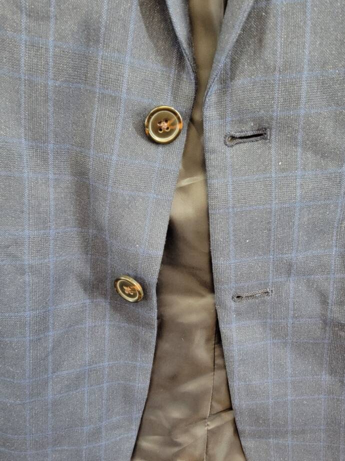 Lauren Ralph Lauren Plaid Suit Jacket Big Boys 16R Navy Welt Pockets Long Sleeve