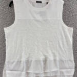 ATM Anthony Thomas Melillo Cotton Mixed Media Top Women's L White Sleeveless