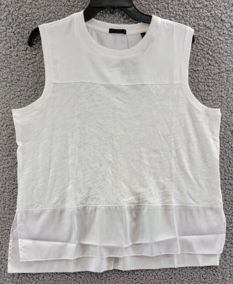 ATM Anthony Thomas Melillo Cotton Mixed Media Top Women's L White Sleeveless