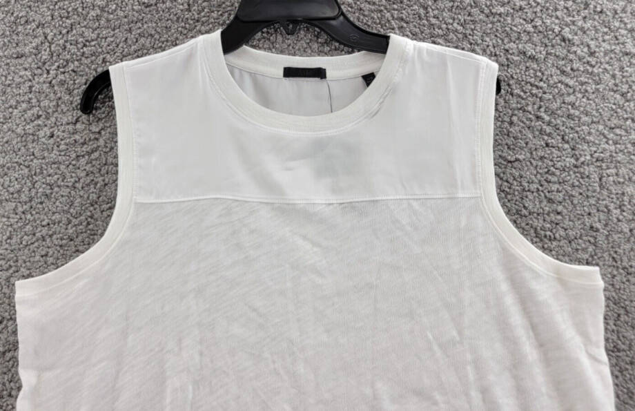 ATM Anthony Thomas Melillo Cotton Mixed Media Top Women's L White Sleeveless