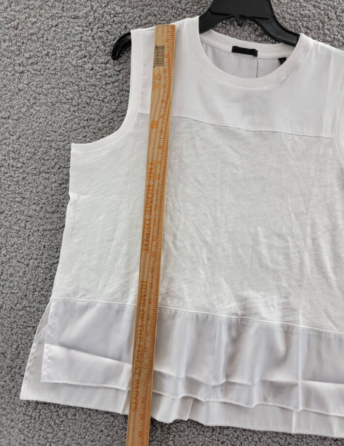 ATM Anthony Thomas Melillo Cotton Mixed Media Top Women's L White Sleeveless