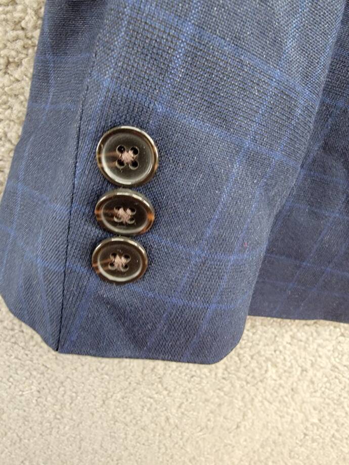 Lauren Ralph Lauren Plaid Suit Jacket Big Boys 16R Navy Welt Pockets Long Sleeve