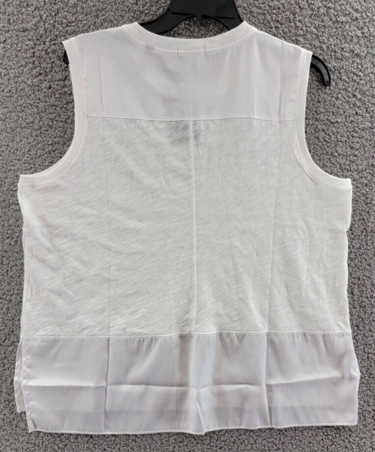 ATM Anthony Thomas Melillo Cotton Mixed Media Top Women's L White Sleeveless