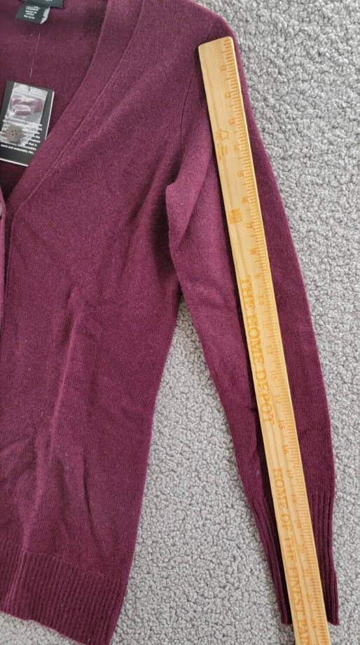 C By Bloomingdale's Cashmere Grandfather Cardigan Women's XS Wine Long Sleeves