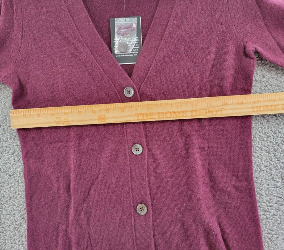 C By Bloomingdale's Cashmere Grandfather Cardigan Women's XS Wine Long Sleeves