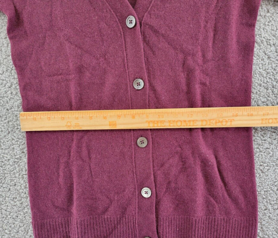 C By Bloomingdale's Cashmere Grandfather Cardigan Women's XS Wine Long Sleeves
