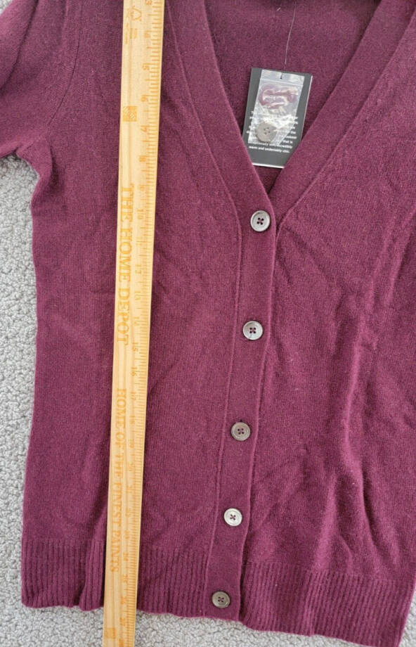 C By Bloomingdale's Cashmere Grandfather Cardigan Women's XS Wine Long Sleeves