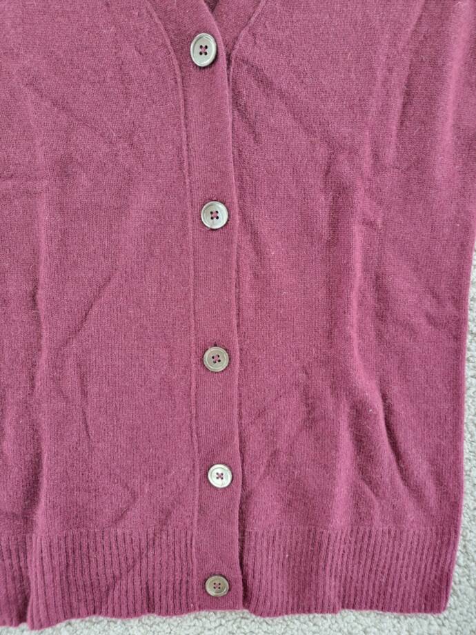 C By Bloomingdale's Cashmere Grandfather Cardigan Women's XS Wine Long Sleeves