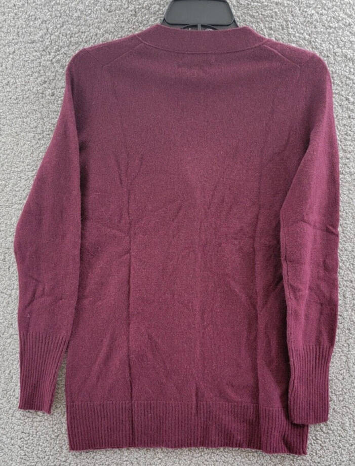 C By Bloomingdale's Cashmere Grandfather Cardigan Women's XS Wine Long Sleeves