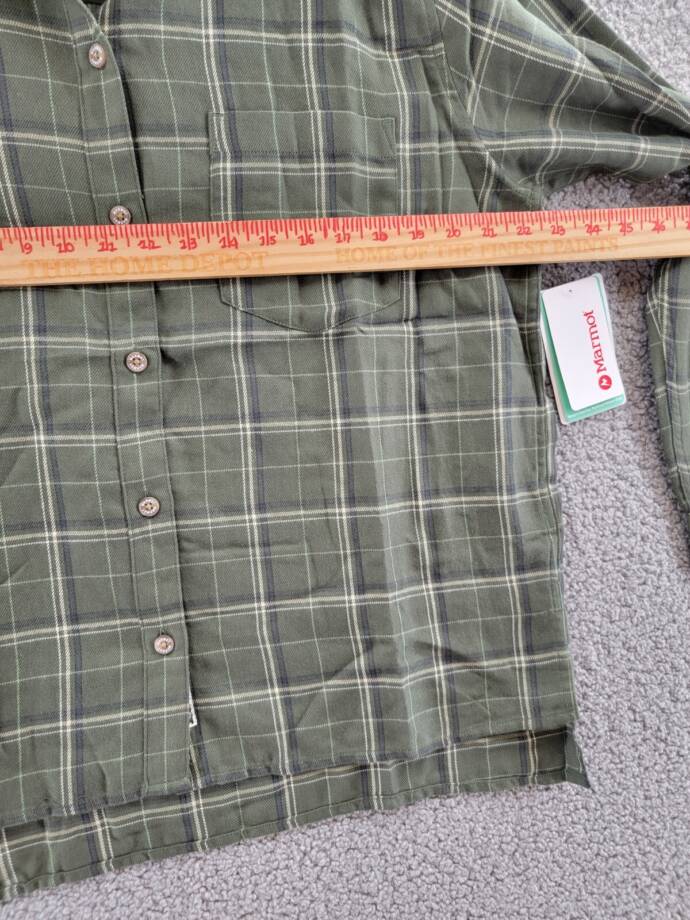 Marmot Fairfax Boyfriend Midweight Flannel Shirt Women's L Nori Long Sleeve Cuff