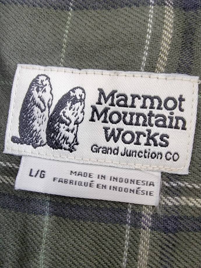 Marmot Fairfax Boyfriend Midweight Flannel Shirt Women's L Nori Long Sleeve Cuff