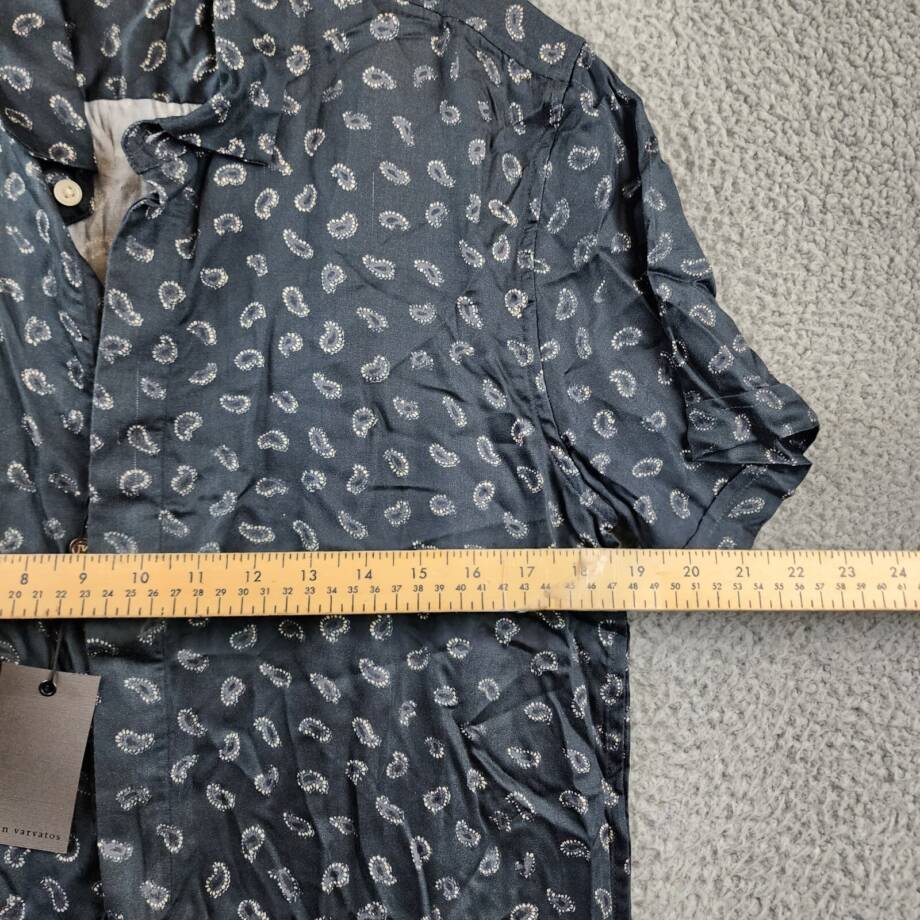 John Varvatos Loren Short Sleeve Button Front Shirt Men's M Black Paisley Print