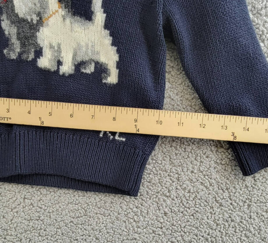 Ralph Lauren Intarsia Dog Fair Isle Wool Sweater Little Girls' 2 Navy Crewneck